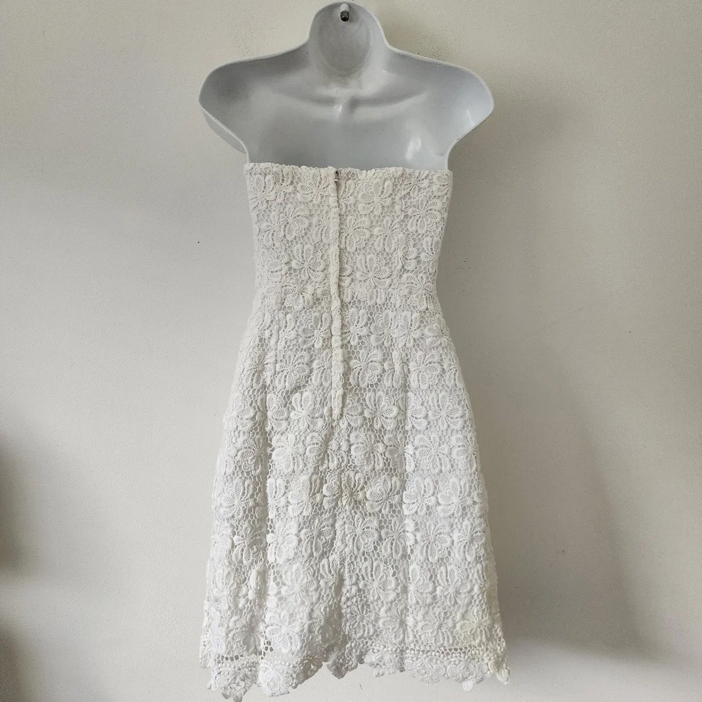 Lilly Pulitzer Larter Dress Lace Strapless Dress Weeding white Size 0 - Picture 13 of 15